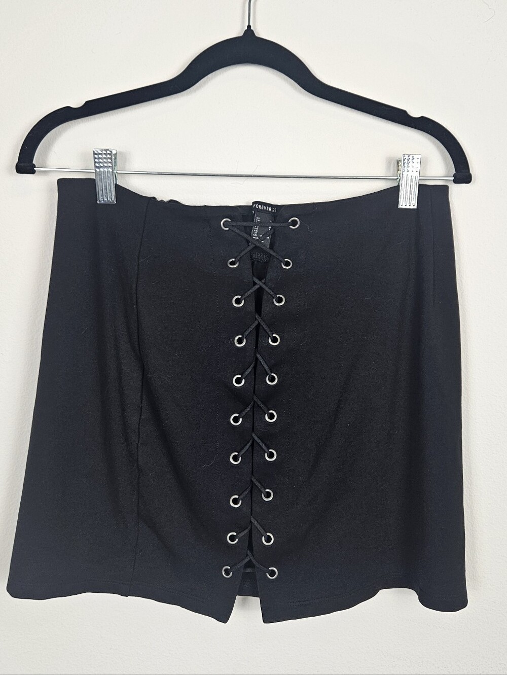 Black Lace Up Mini Skirt